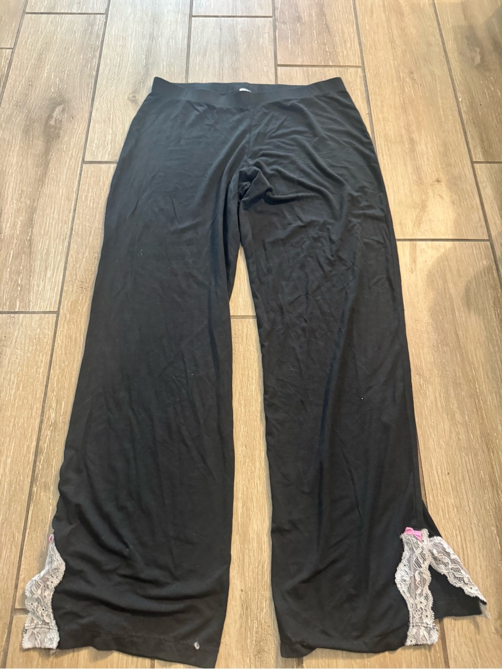 Victoria's Secret Black Lounge Pants with Lace Trim